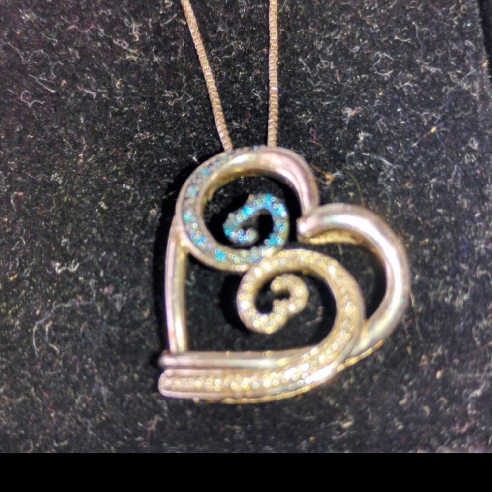 Jane Seymour Elegant Silver Heart Pendant Necklace With Diamonds